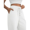 thumbnail image 3 of Womens Wide Leg Sweatpants High Waisted Baggy Lounge Pants Drawstring Flared Joggers with Pockets White XL, 3 of 7
