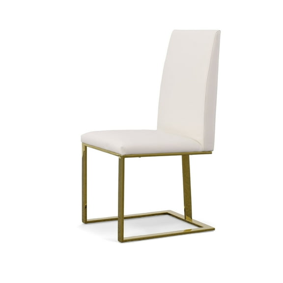 Limari Home Frankie 18.9" Contemporary Faux Leather Dining Chair in White/Gold