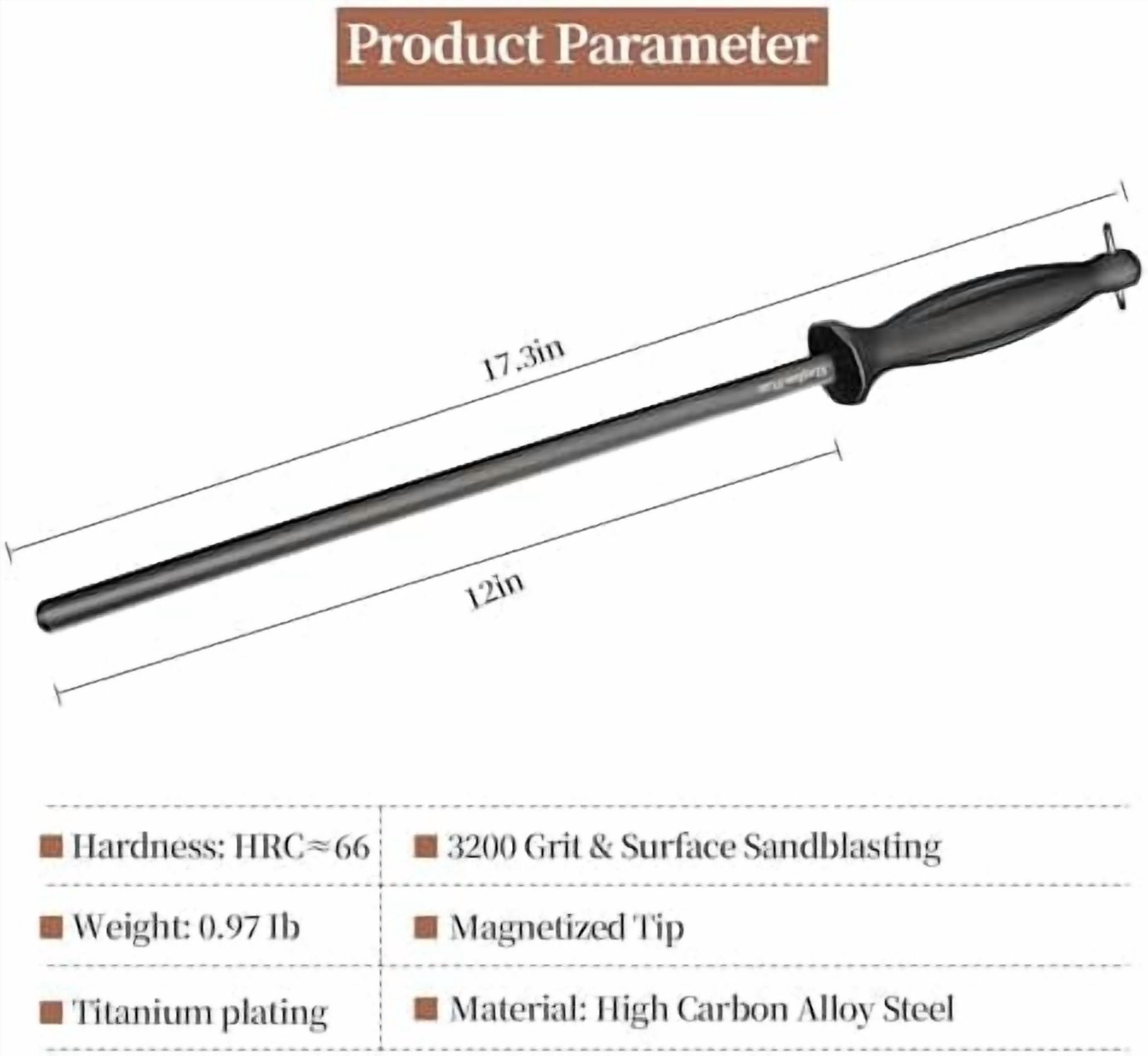 Efficient 12 Inch Honing Steel Sharpening Rod Knife Sharpener Steel For Kitchen Knives High Hardness, Honing Rod With Gift Box$$Home Decor, Kitchen, & Other