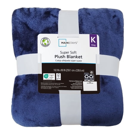 MAINSTAYS SUPER SOFT PLUSH BLANKET, DARK BLUE, KING, ADULT/TEEN