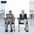 thumbnail image 4 of 4 Pack - Stackable Conference Room Chairs, Waiting Room Chairs with Wheels, Folding Office Chair with Desktop, Office Guest Chairs for Office School Church Conference Waiting Room Black, 4 of 16
