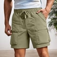 thumbnail image 3 of Cargo Shorts for Men Summer Casual Lightweight Elastic Waist Wide Straight Leg Loose Athletic Shorts with Pockets, 3 of 5