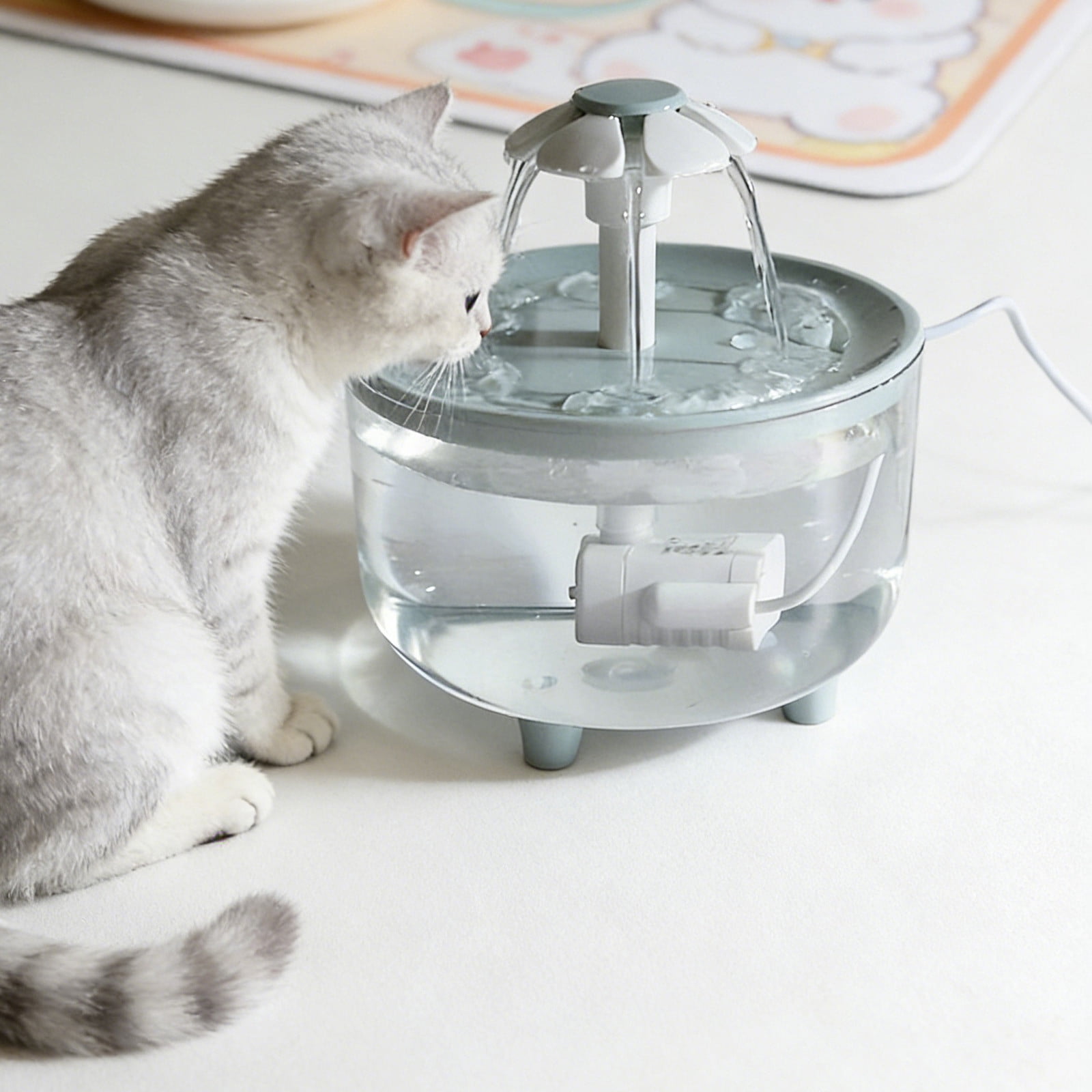 AURIGATE Pet Water Dispenser Fountain, Automatic Circulation Filter Cat Water Feeder, Intelligent Flowing USB Water Fountain for Pets, Green Drinking Bowl