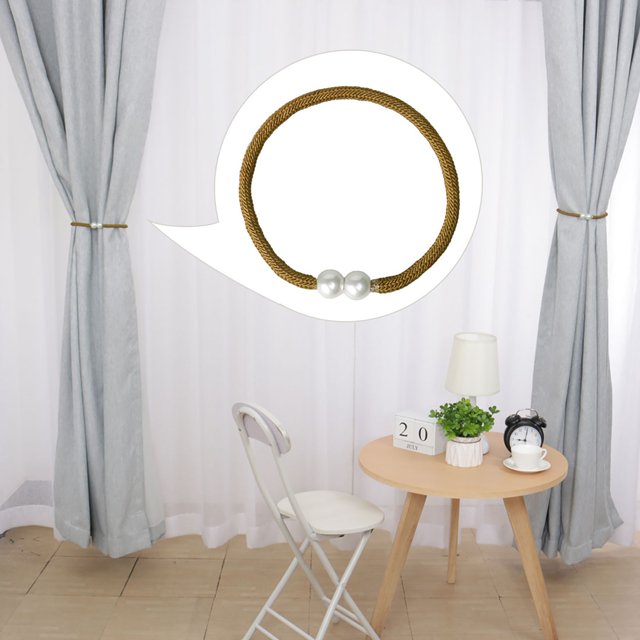 Corbata magnética para cortinas de 18 pulgadas, clips de sujeción para cortinas, color marrón, paquete de 4