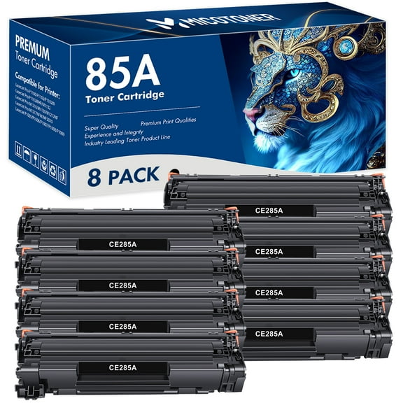 True Image 8-Pack Compatible Toner Cartridge for HP CE285A 85A for LaserJet Pro P1100 P1102 M1132 M1210 M1130 M1212 Printer (Black)