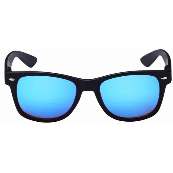 Classic Style Bifocal Reading Sunglasses for Men and Women - Hard Case Included - Blue - 2.75