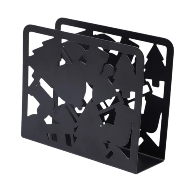 Servilletero de metal con diseño navideño, dispensador de papel de seda, decorativo, color negro, para restaurante, 12 x 4,2 x 10 cm, decoración de Estilo B