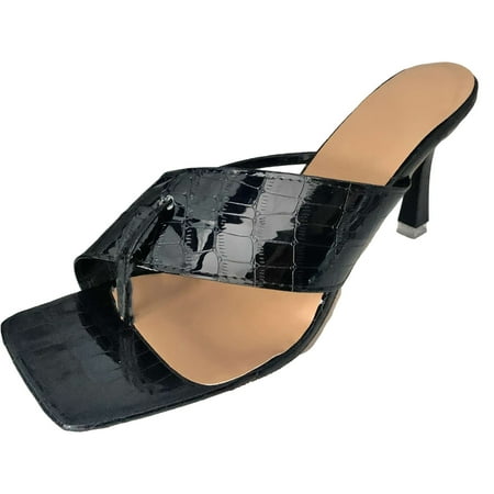 

Jikolililili Summer Women s Sandals with Thin Medium Heels Women s Clip Toe High Heels One-Line Square Head Shoes Women Shoes Christmas 2022 Deals Clearance