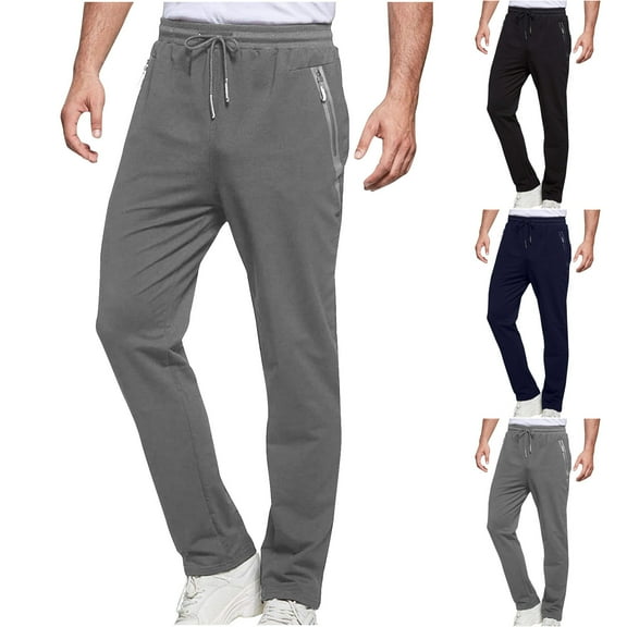 DODADAWANJ Men's Active Fit Sweatpants with Zipper Pockets Drawstring Elastic Waist Track Pants Big and Tall Breathable Workout Pants for Outdoor Jogging Hiking Gym