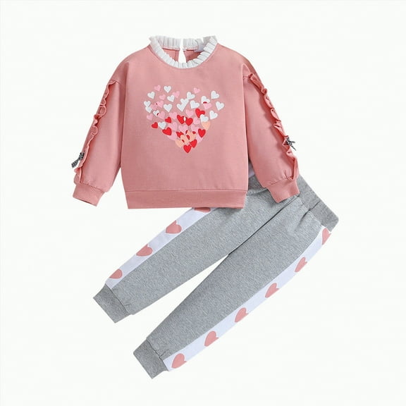 Futezty Toddler Boys Girls Clothes Fall Winter Outfit Sets, Baby Outfits Long Sleeve Round Neck Graphic Elastic Waist 6M 1T 2T 3T 4T 5T 3PCS Party Wear