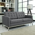 thumbnail image 4 of Loveseat Sofa Couch, Grey Gray, Fabric, Living Kitchen Cafe Bistro Hospitality Restaurant, Modern Contemporary HB32821, 4 of 4