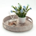 thumbnail image 4 of Round Rattan Tray, Hand Woven Serving Tray with Handles, Wicker Serving Basket, Decorative Tray for Home Decor, Natural, 4 of 9