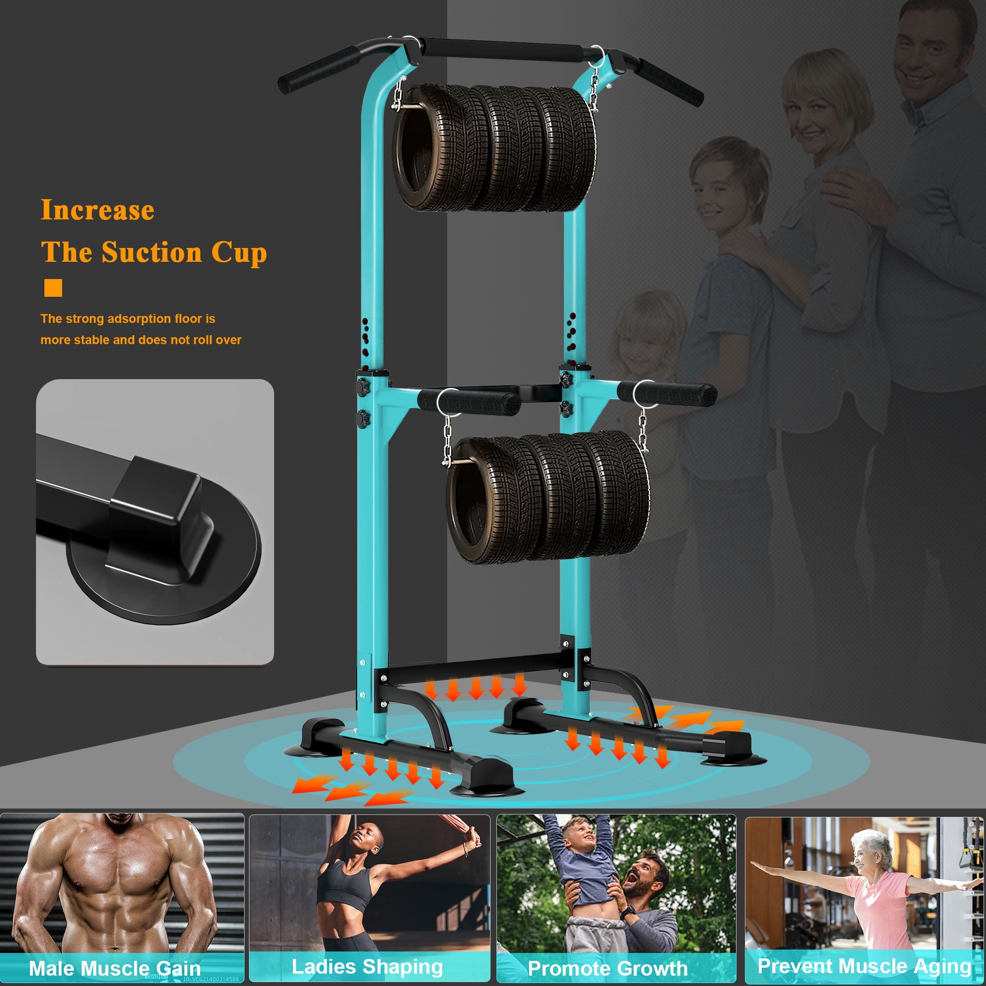SogesPower Adjustable 83"H Pull up Bar Power Tower Multifunctional Fitness Station for Home
