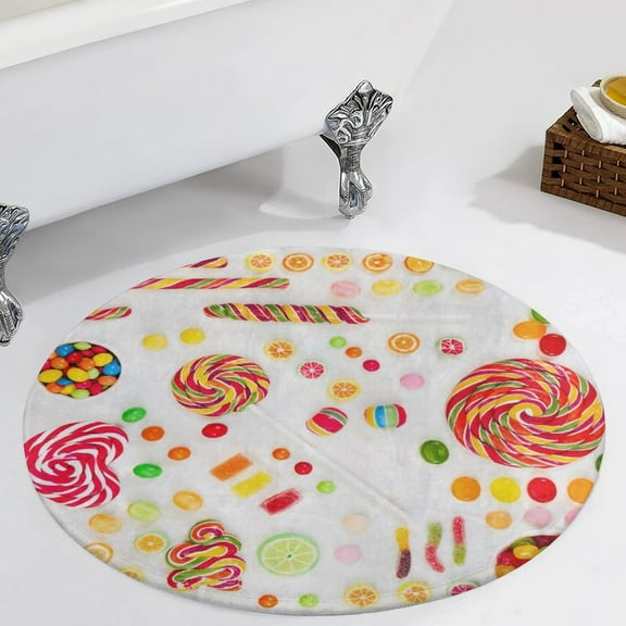 Lollipop Food Candy Round Carpet Circle Rug Outdoor Patio Area Rug Washable Large Area Rugs Hallway Room Decor Fitness Mats