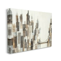 Stupell Industries Cityscape Abstract Squares Neutral Painting Canvas Wall Art by Third and Wall, 36" x 48"