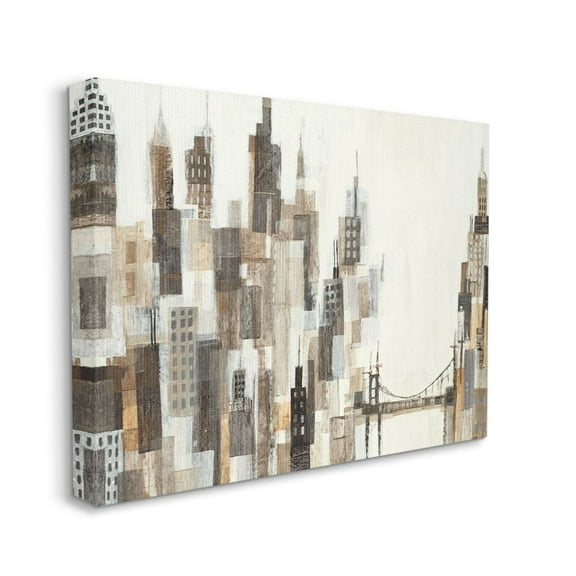 Stupell Industries Cityscape Abstract Squares Neutral Painting Canvas Wall Art by Third and Wall, 36" x 48"