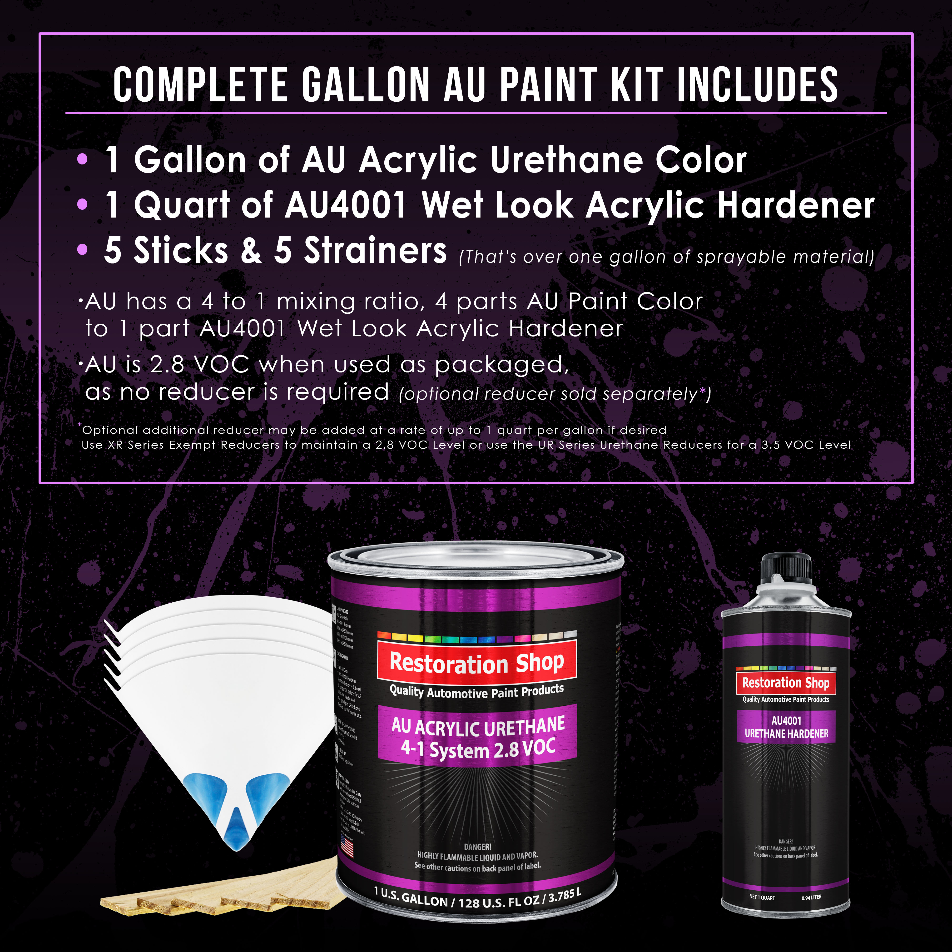 Restoration Shop Black Diamond Firemist Acrylic Urethane Auto Paint Complete Gallon Paint Kit, Single Stage High Gloss - image 2 of 5