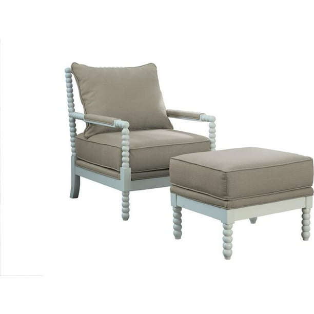 Best Master West Palm 2 Pc Fabric Accent Chair Ottoman Set In Beige White Walmart Com Walmart Com