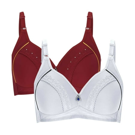 Clearance Deal: Bra Wireless  Sujetador Inalámbrico  Woman s Embroidered Glossy Comfortable Breathable Bra Underwear No Rims Two Piece Set SOPATENOR Multicolor 36