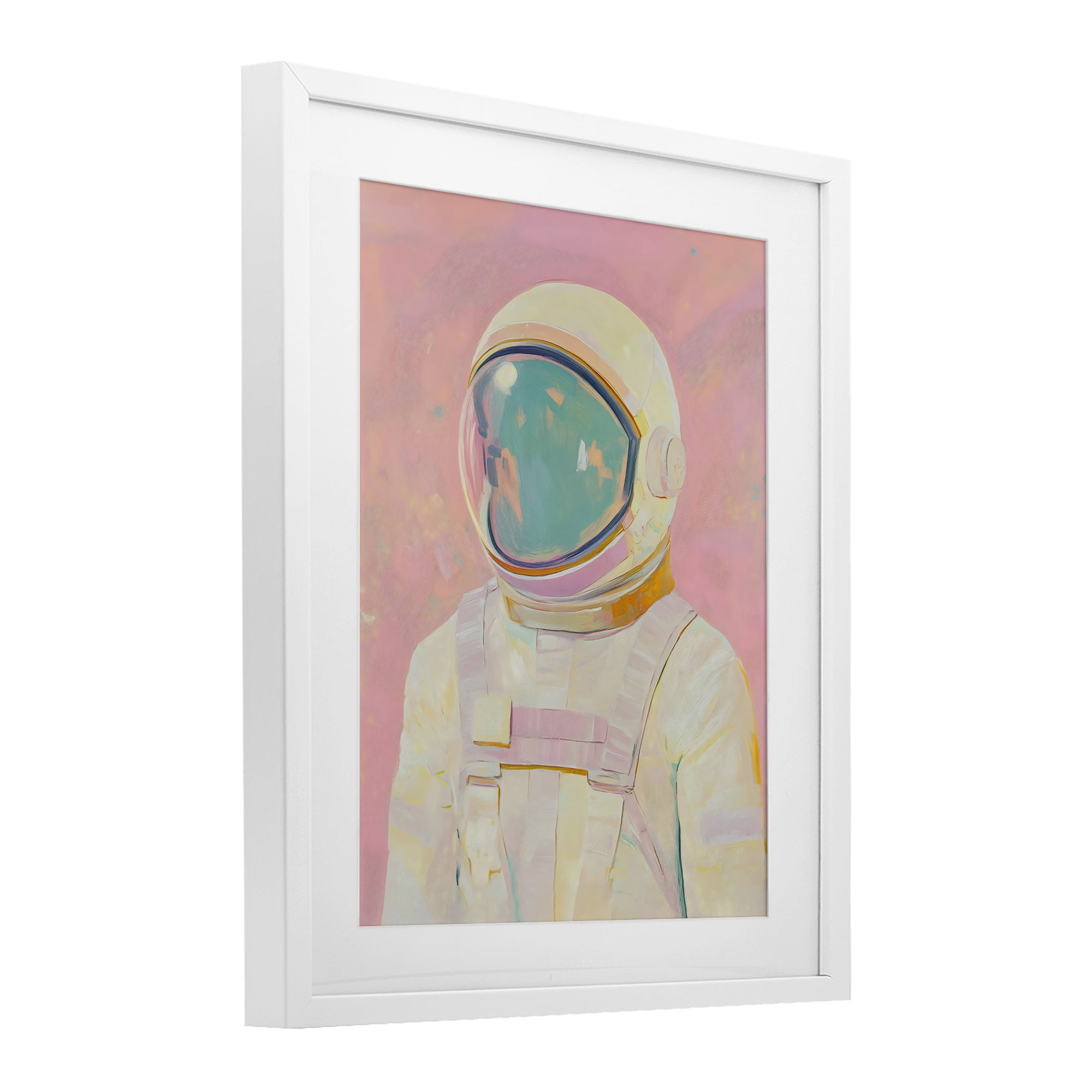 Stupell Industries Astronaut Portrait in Pink Dream White Framed Print Under Glass, design by The Prints Vibe