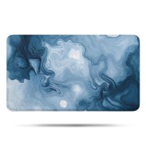 Blue White Marble Pattern Bathroom Rugs Mat,Non Slip Microfiber Bathroom Rug,Rubber Backing,Soft Bathroom Mats for Bathroom Floor,Tub and Shower,17x30in(43x75cm)