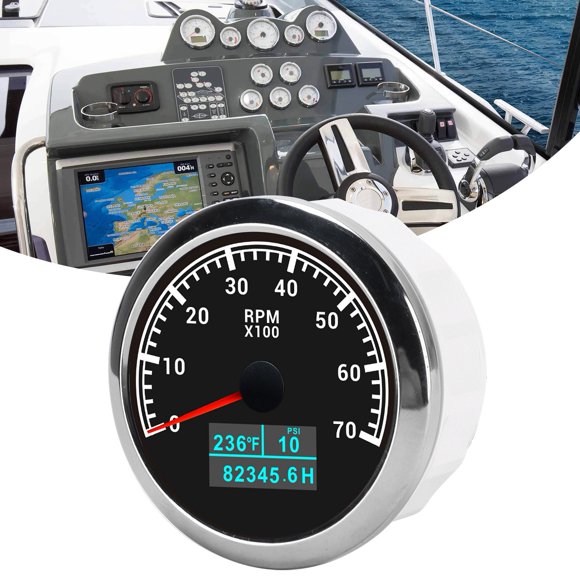 RPM Tachometer Gauge 3 in 1 Multifunctional Marine Accessory for Automobile Boats 9-32V DC