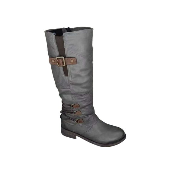 SIMANLAN Womens Comfort Extra Wide Calf Classic Riding Boot