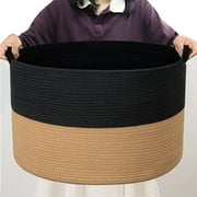 A*Homeist Cotton Storage Baskets with Handles, Black