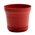 thumbnail image 2 of (3 pack) Bloem 7-in Saturn Round Resin Planter with Saucer - Burnt Red, 2 of 7