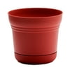Bloem 10-in Saturn Round Resin Planter with Saucer - Burnt Red