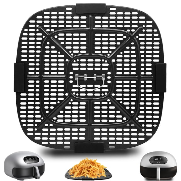 GCQ Grill Pan, 12.2 x 12.2 Inch Non-Stick Replacement Tray for Typhur Dome 2 XL Air Fryer, Food Grade Steel Accessories, Dishwasher Safe