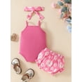 thumbnail image 5 of Baby Girls Summer Shorts Sets Sleeveless Letter Print Cami Romper Floral Shorts Headband Sets, 5 of 10