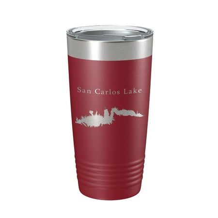 

San Carlos Lake Map Tumbler Travel Mug Insulated Laser Engraved Coffee Cup Arizona 20 oz Maroon