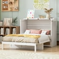 thumbnail image 4 of Harper & Bright Designs Full Murphy Bed Cabinet Bed, Full Size Murphy Bed with Storage Drawers, Wood Full Wall Bed Rattan Chest Murphy Bed Frame, White, 4 of 17