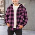 thumbnail image 2 of NLOMOCT Baby Winter Jacket Coat Casual Boys Flannel Plaid Shirts Kids Button Down Hoodie Shirts Casual Christmas Outfits Long Sleeve Lightweight Size for 8-9 Years,Pink, 2 of 6
