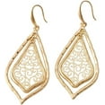 thumbnail image 3 of ALLISON ROSE ATELIER – Boho Dangle Earrings – Worn Gold Plating with Filigree Design Medallion in a Chandelier Shape – Long size 2.99” Length. Lightweight Bohemian Dangle Earrings for Women, 3 of 7
