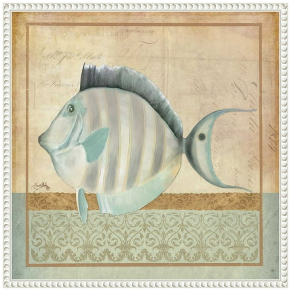 Amanti Art Vintage Fish III Framed Canvas Wall Art Print