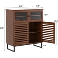 thumbnail image 6 of VEANERWOOD Sideboard Buffet Cabinet, Modern Farmhouse Coffee Bar Cabinet with Glass and Louvered Door, Wood Kitchen Table with Adjustable Shelves for Kitchen, Dining Room, 6 of 8