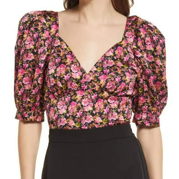 VERO MODA Elly Floral Print Crop Blouse, Size XS