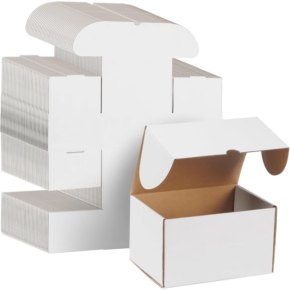 40 Pack 4.6x2.2x2.2 Small Shipping Boxes for Packing Small Business, White Corrugated Cardboard mailing Box for Shipping