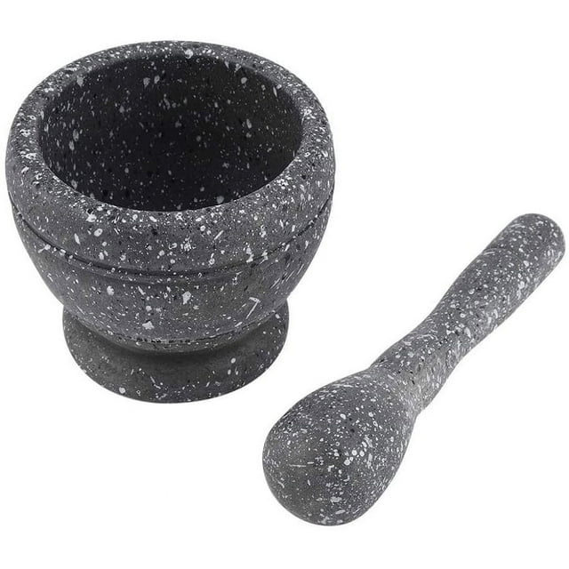 High-Quality Plastic Garlic Herb Mortar & Pestle Set, Small Kitchen Spice Crushing Tool (Gray)