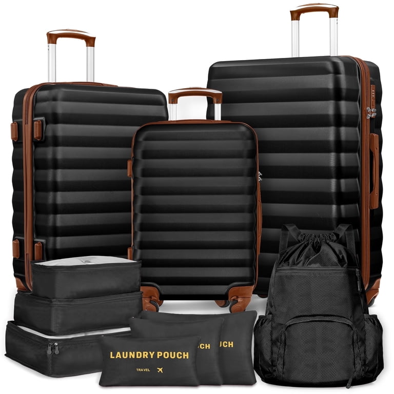 Gowill 10-Piece Hardside Luggage Set, Black & Brown photo 1