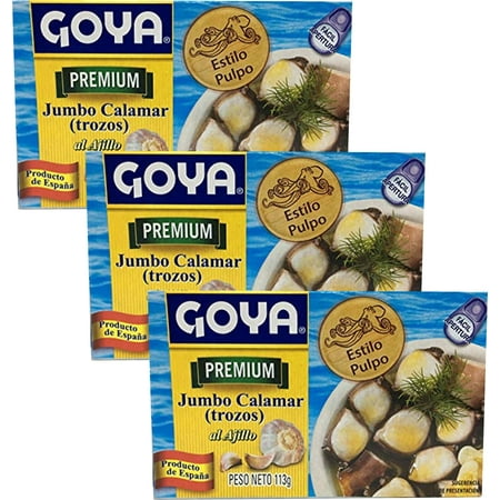 Jumbo Squid (Octupus Style) in Garlic by Goya 4 oz (Pack of