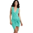 thumbnail image 2 of J. METHOD Women's Sleeveless V-Neck Wrap Dress Asymmetric Twist Front Skirts Draped One Piece NEWDR56 Mint M, 2 of 6