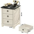 thumbnail image 2 of Joaxswe Farmhouse Nightstand with 3 Drawers Set of 2, 18 inch End Table with Charging Station for Bedroom, Living Room, Adult Bedside Table, Rustic White, 2 of 9