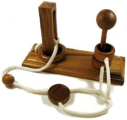 wood string and ring puzzle