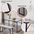 thumbnail image 7 of DINAZA Dining Table Set for 4 Persons 3Pcs Kitchen Table and 2 Benches Dining Room Table Set for Small Spaces Table with Chairs Home Furniture Rectangular Modern, 7 of 7