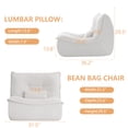 thumbnail image 6 of NBLDGT Bean Bag Chair for Adults, Single Lounge Chair with Lumbar Pillow, Comfy Floor Sofa with High-Resilience Foam, Lazy Accent Chair for Living Room, Bedroom, Apartment, Or Reading Corner, White, 6 of 10