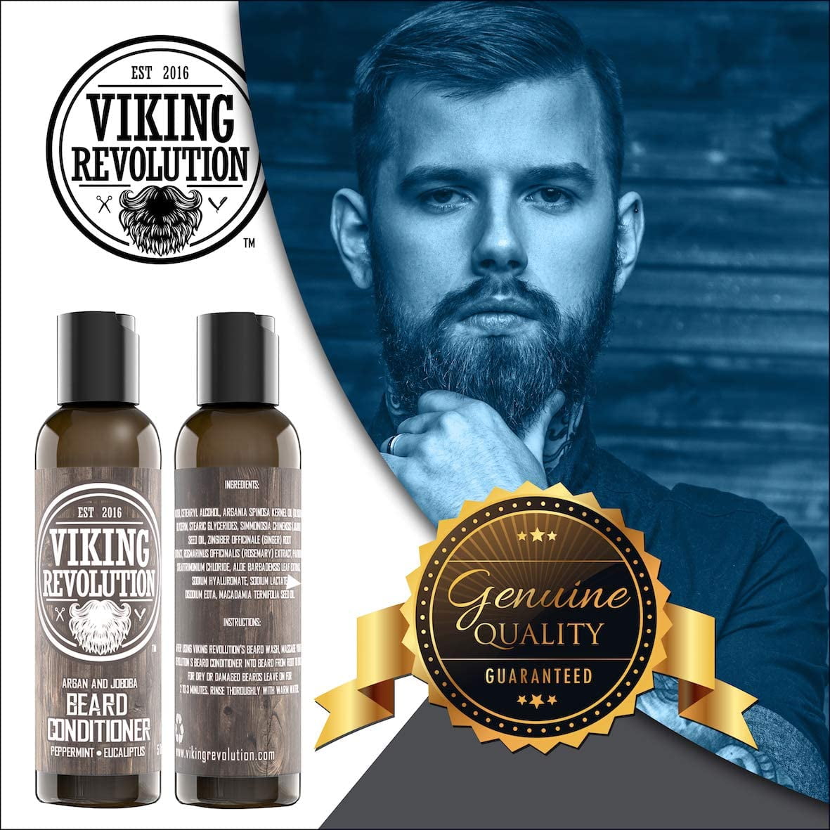 Viking Revolution Beard Wash & Beard Conditioner Set w/Argan & Jojoba Oils - Sof