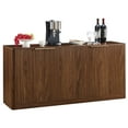 thumbnail image 6 of 59" Modern Fluted Sideboard Buffet Cabinet - 4-Door Storage Credenza with Mid-Century Design for Living Room, Kitchen & Dining Room in Walnut, 6 of 9